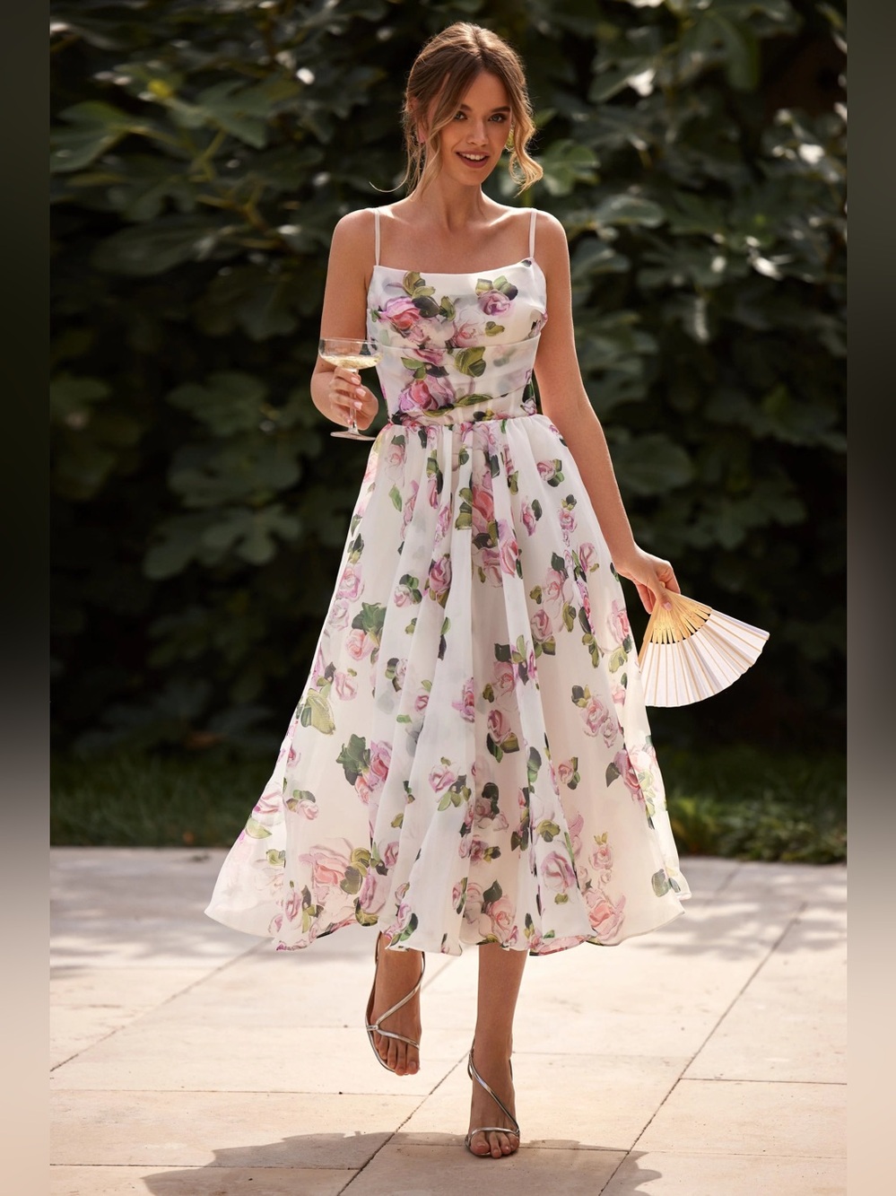 Milla Apple Blossom spaghetti strap midi dress